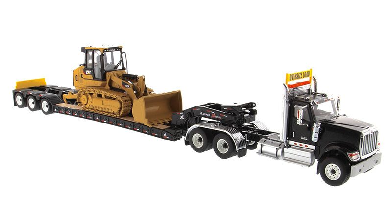 Miniatura Colecionável - Caminhão International HX520 com Trator de Esteira C - Escala 1:50
